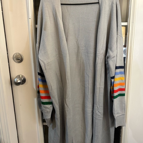 Blotona Womens Open Front Cardigans Sweater Long Sleeve Loose Fit Rainbow - Picture 2 of 5